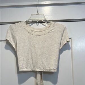 Aerie Offline Cream Crop Top with tie size small. In excellent condition!